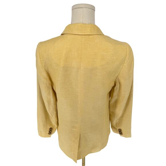 Talbots Butter Yellow Linen Blazer Jacket Women's Size 6P Casual Summer Colorful - Picture 4 of 6